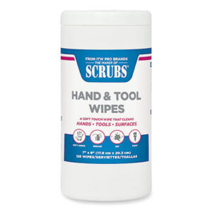 Hand and Tool Wipes, 7 x 8, White, 125/Canister, 6 Canisters/Carton